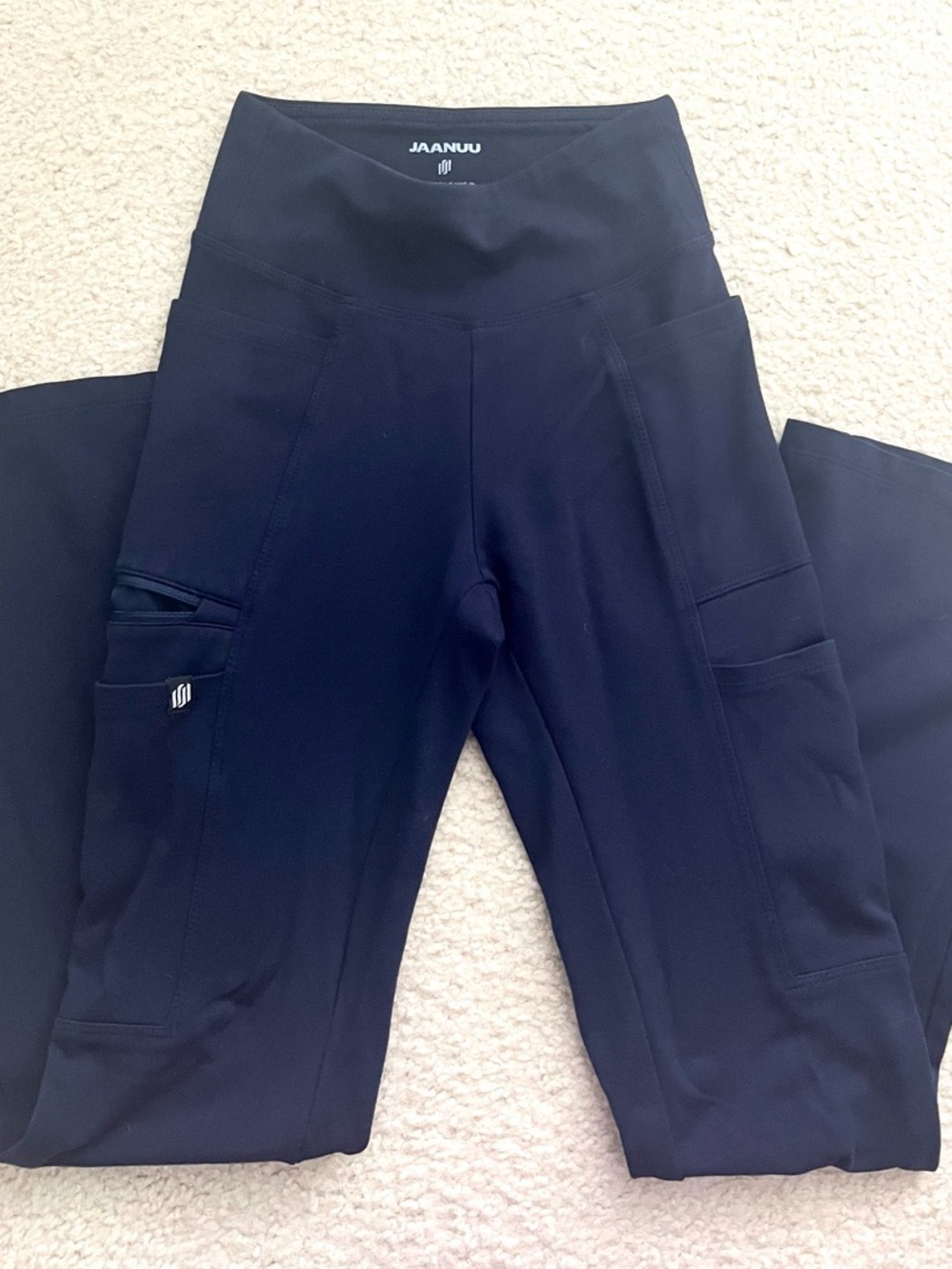 JAANUU Navy Cargo Scrub Yoga Pants with Side Pockets
